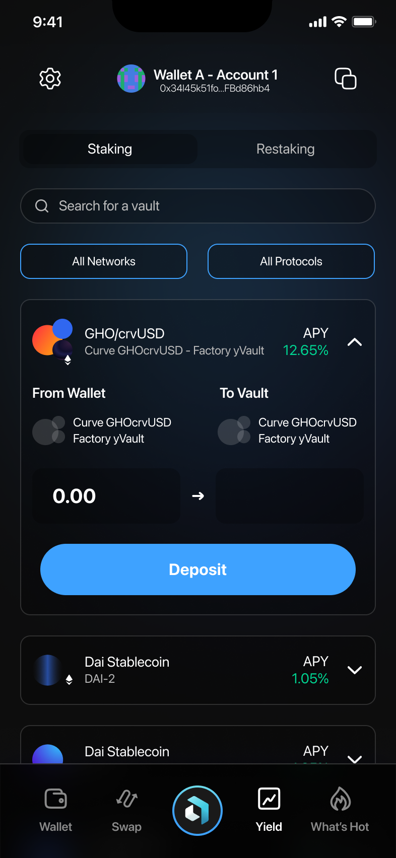Staking confirmation example