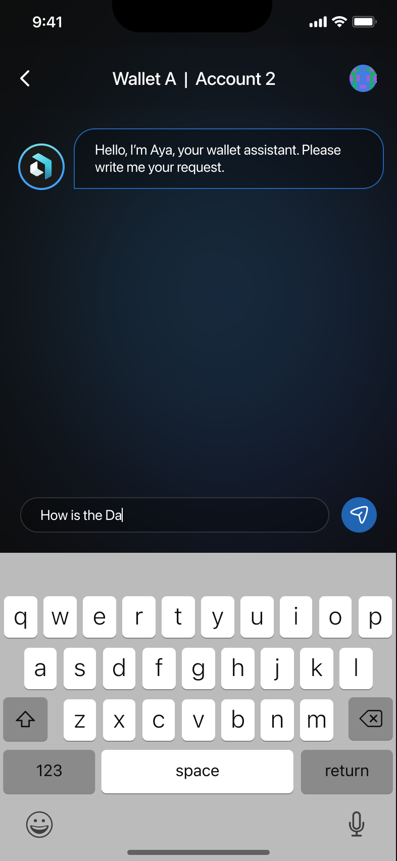 Typing a query in Aya AI